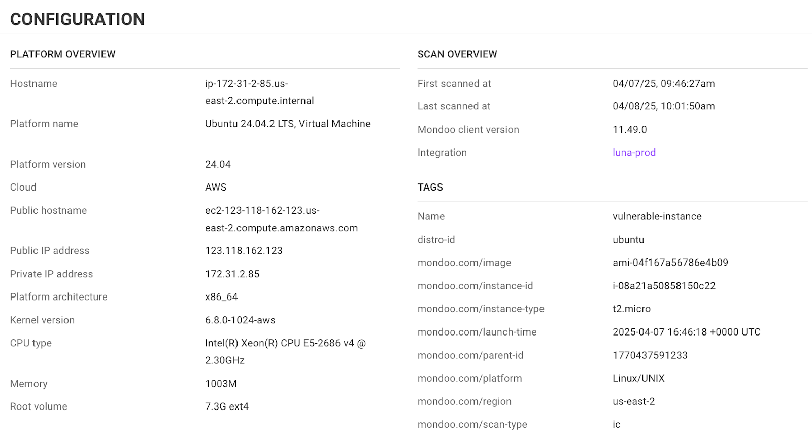 Expanded asset inventory information
