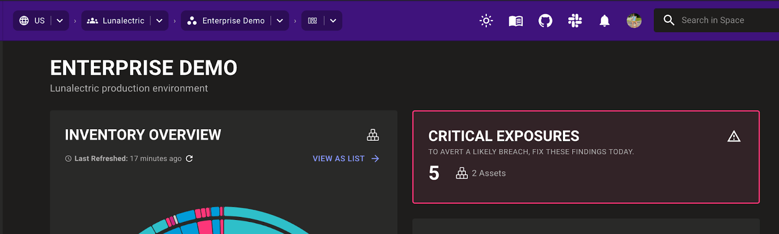 Critical exposures on dashboard
