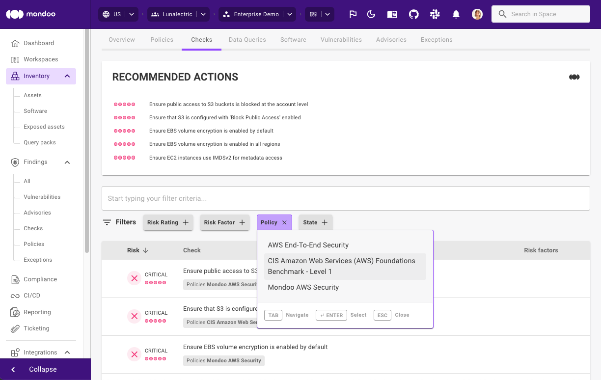 You can now filter on findings properties to quickly get the information you need