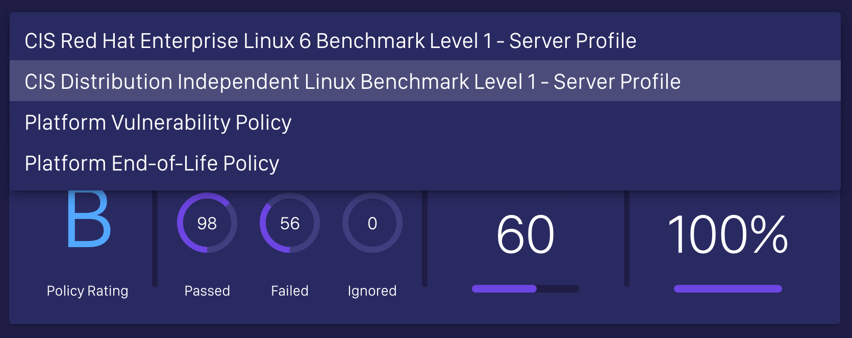 Select policies from drop-down